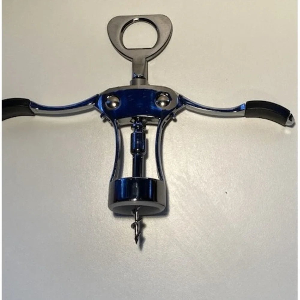 Bravigi Wing Corkscrew Wine Opener — chrome with ergonomic black non-slip‎ grips